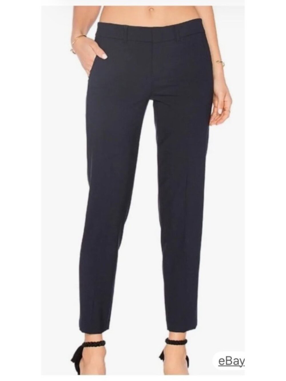 Vince Pant Women’s Size 4 Side Strapping Navy Trouser VR556-20585 Wool Blend
